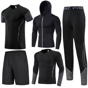 Men's 5-Piece Gym Tracksuit Set for Workouts