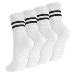 Non-Slip Pilates and Yoga Grip Socks - 4 Pairs