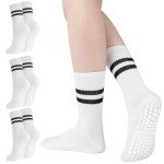 Non-Slip Pilates and Yoga Grip Socks - 4 Pairs