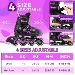 Adjustable Inline Skates for Kids with Light-Up Wheels