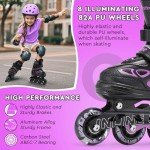 Adjustable Inline Skates for Kids with Light-Up Wheels