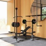 SPORTNOW Adjustable Weight Bench and Rack Combo
