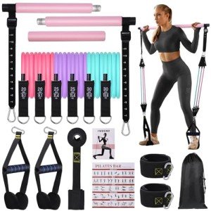 Pilates Bar Set with Resistance Bands for Home Gym