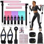 Pilates Bar Set with Resistance Bands for Home Gym