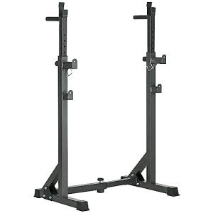 Adjustable Heavy-Duty Squat Rack with Dip Station