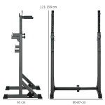 Adjustable Heavy-Duty Squat Rack with Dip Station