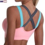 Color Blocked Shock Resistant Sports Bra for Fitness