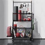Home Gym Storage Rack with Wheels and Hooks