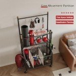 Home Gym Storage Rack with Wheels and Hooks