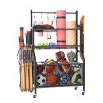 Home Gym Storage Rack with Wheels and Hooks