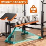 Adjustable 600lbs Weight Bench with Squat Rack
