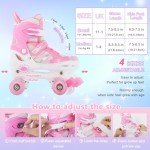Adjustable Pink Kids Roller Skates with Light-Up Wheels