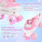 Adjustable Pink Kids Roller Skates with Light-Up Wheels