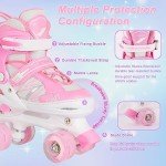 Adjustable Pink Kids Roller Skates with Light-Up Wheels