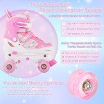 Adjustable Pink Kids Roller Skates with Light-Up Wheels