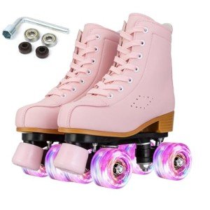 Pink Double Row Roller Skates for Beginners