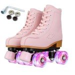 Pink Double Row Roller Skates for Beginners