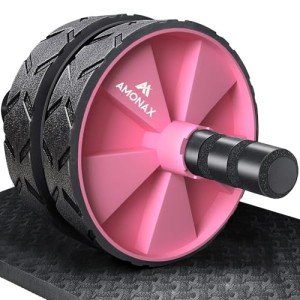 Amonax Ab Wheel Roller with Knee Mat - Pink