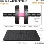 Amonax Ab Wheel Roller with Knee Mat - Pink