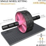 Amonax Ab Wheel Roller with Knee Mat - Pink