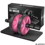 Amonax Ab Wheel Roller with Knee Mat - Pink