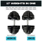 BRAINGAIN Adjustable Dumbbells Set 12.5kg to 40kg