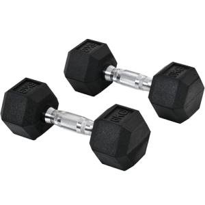 HOMCOM Hex Dumbbell Set (2 x 6kg) Black