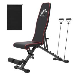Adjustable Weight Bench with Resistance Bands for Home