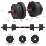 Adjustable 20kg Dumbbells & Barbell Set