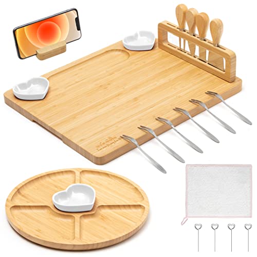 Bamboo Cheese Board and Knife Set - Weoowin