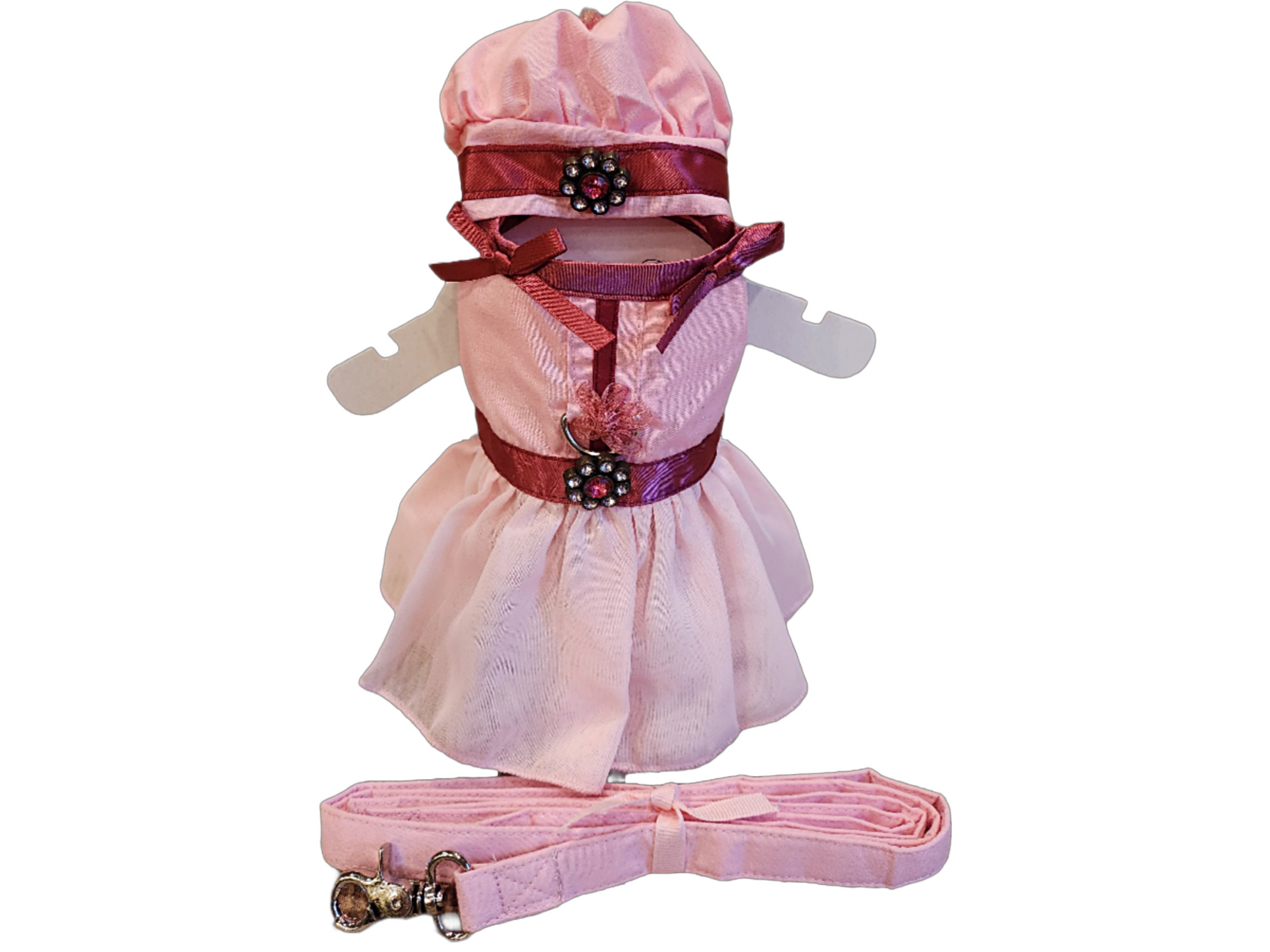 Pink Flirt Dog Dress Set with Leash and Hat