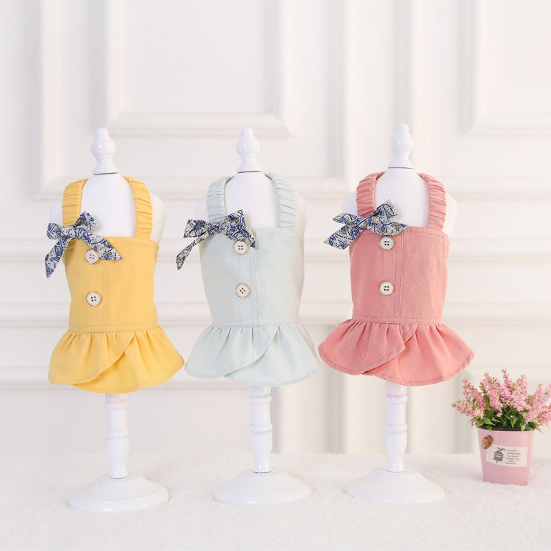 Small dog summer dresses with bow - Amelia