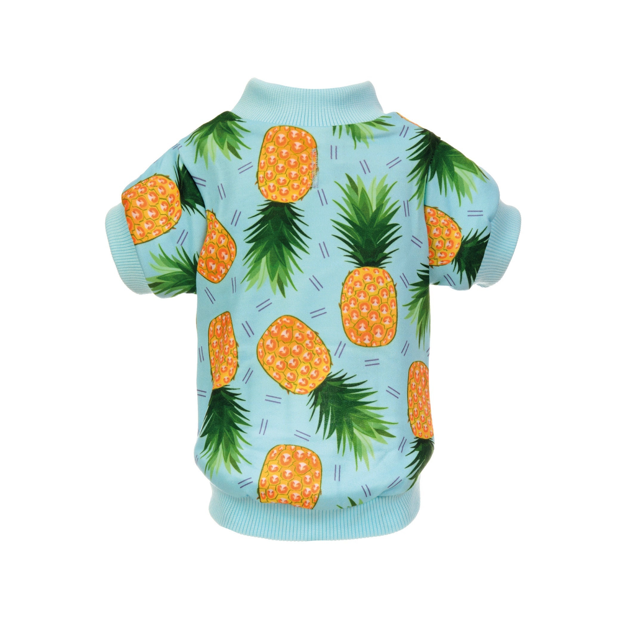 Pine-Appaw-Licious Dog Sweater: Pineapple Pattern Blue Jumper