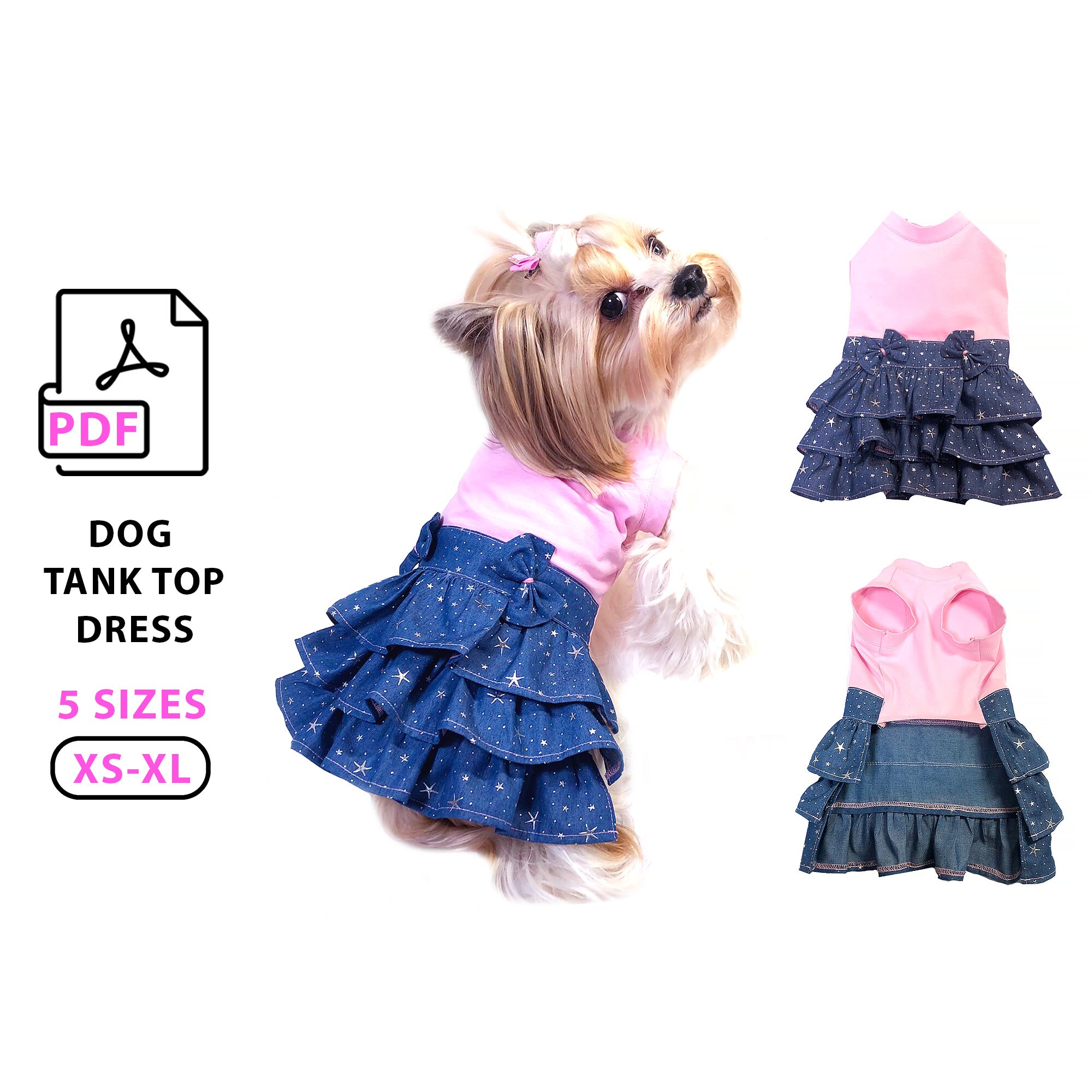 Small Dog Dresses PDF Patterns - 5 Sizes