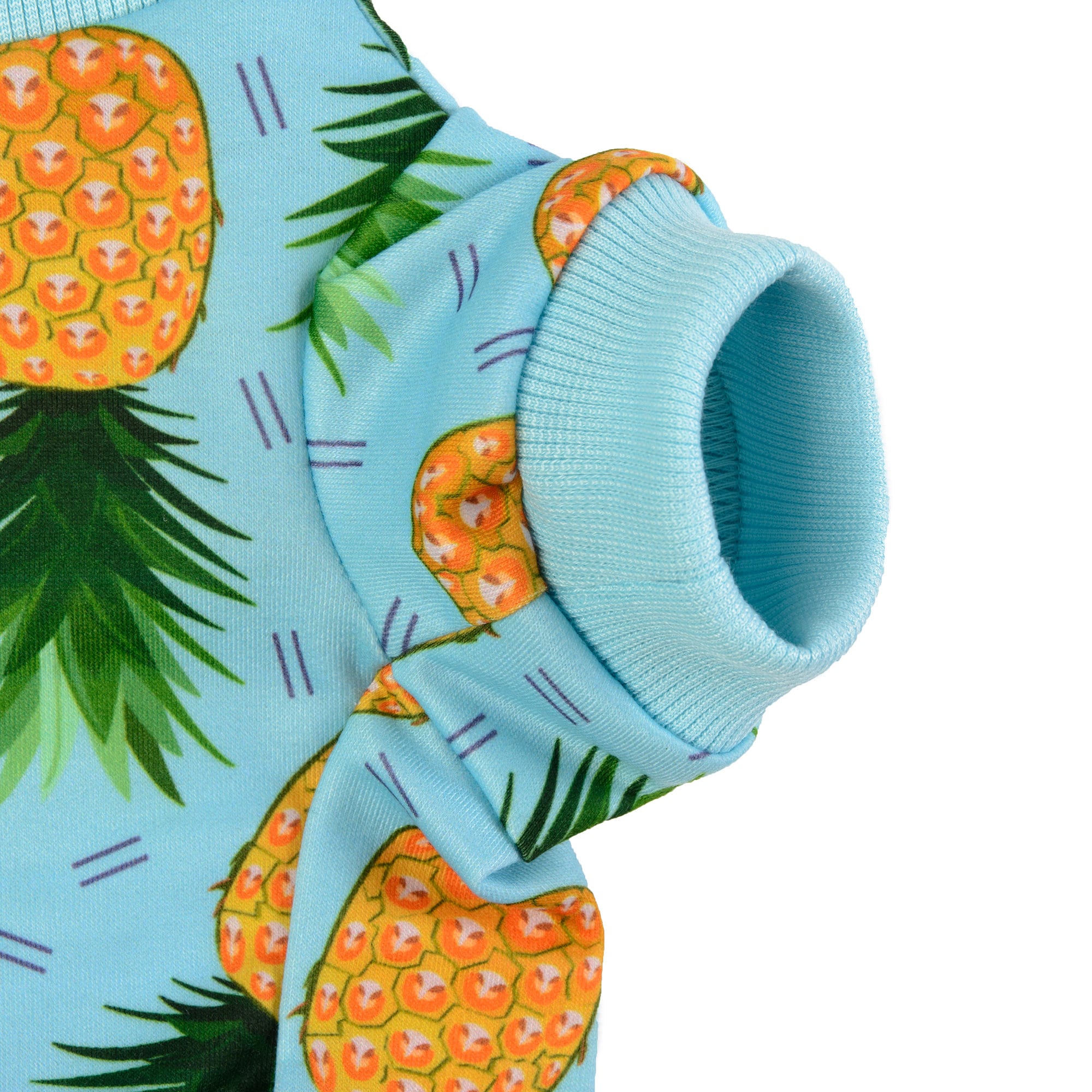 Pine-Appaw-Licious Dog Sweater: Pineapple Pattern Blue Jumper