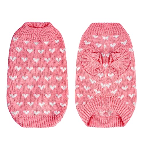 Pink Knitted Dog Sweater for Medium Dogs & Cats