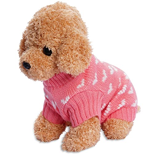 Pink Knitted Dog Sweater for Medium Dogs & Cats