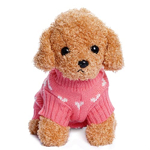Pink Knitted Dog Sweater for Medium Dogs & Cats