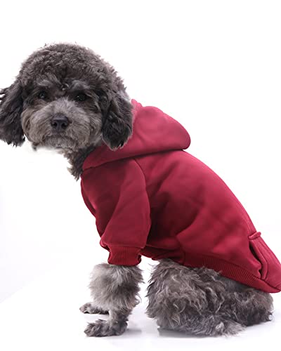 Warm Winter Dog Hoodie for Small Dogs (Red, L)
