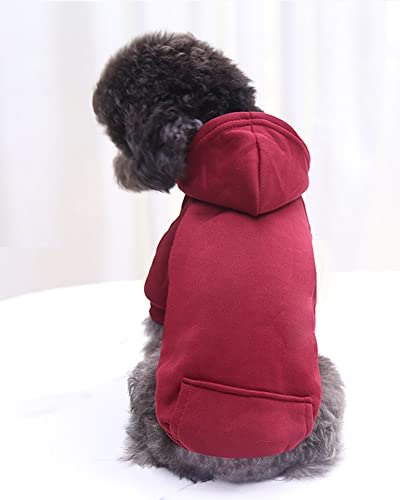 Warm Winter Dog Hoodie for Small Dogs (Red, L)