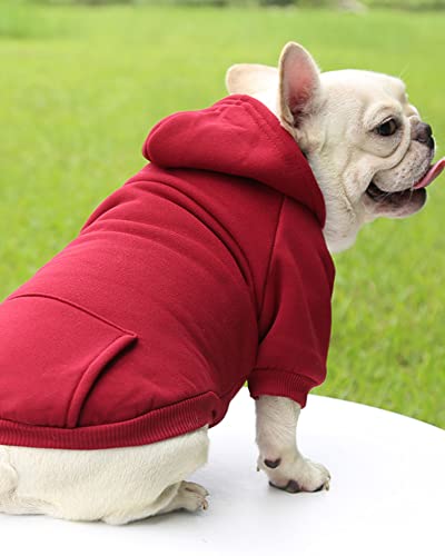 Warm Winter Dog Hoodie for Small Dogs (Red, L)