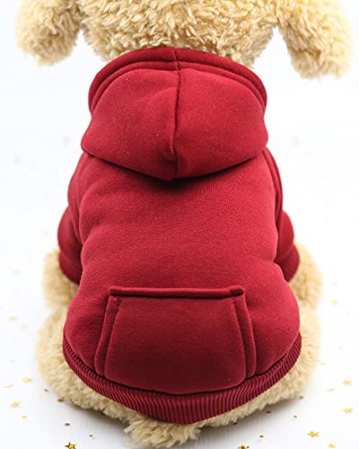 Warm Winter Dog Hoodie for Small Dogs (Red, L)