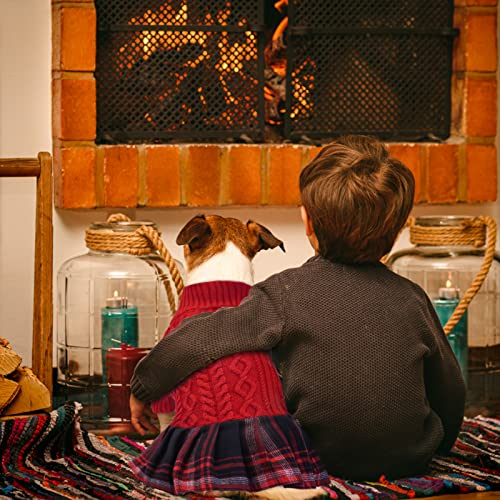 Plaid Turtleneck Dog Sweater Dress - Leash Hole