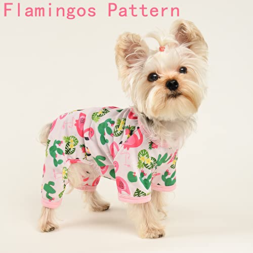 Pet Pajamas for Small Dogs - Flamingos