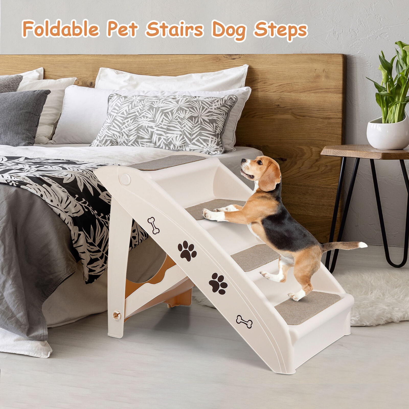 Foldable Dog Stairs with Support Frame