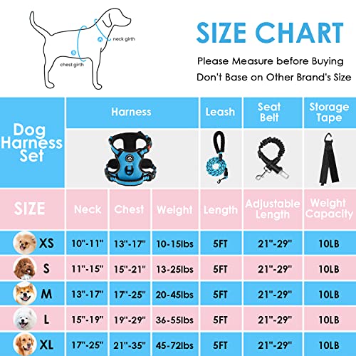 Adjustable Oxford Dog Harness with Reflective Leash - Blue