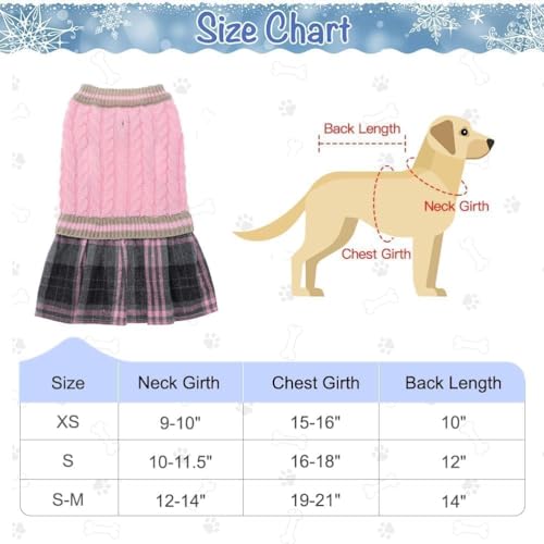 Plaid Dog Sweater Dress with Leash Hole - Medium
