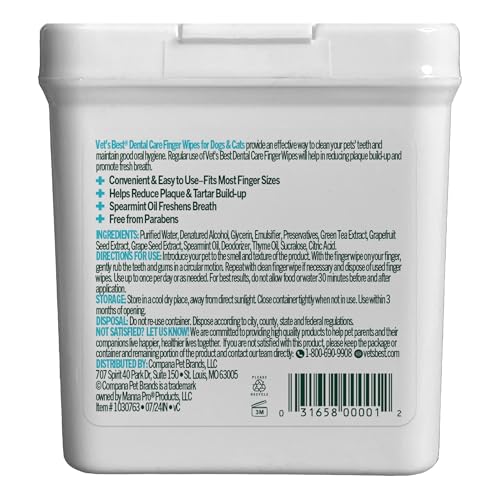 Vet's Best Dental Care Finger Wipes for Pets