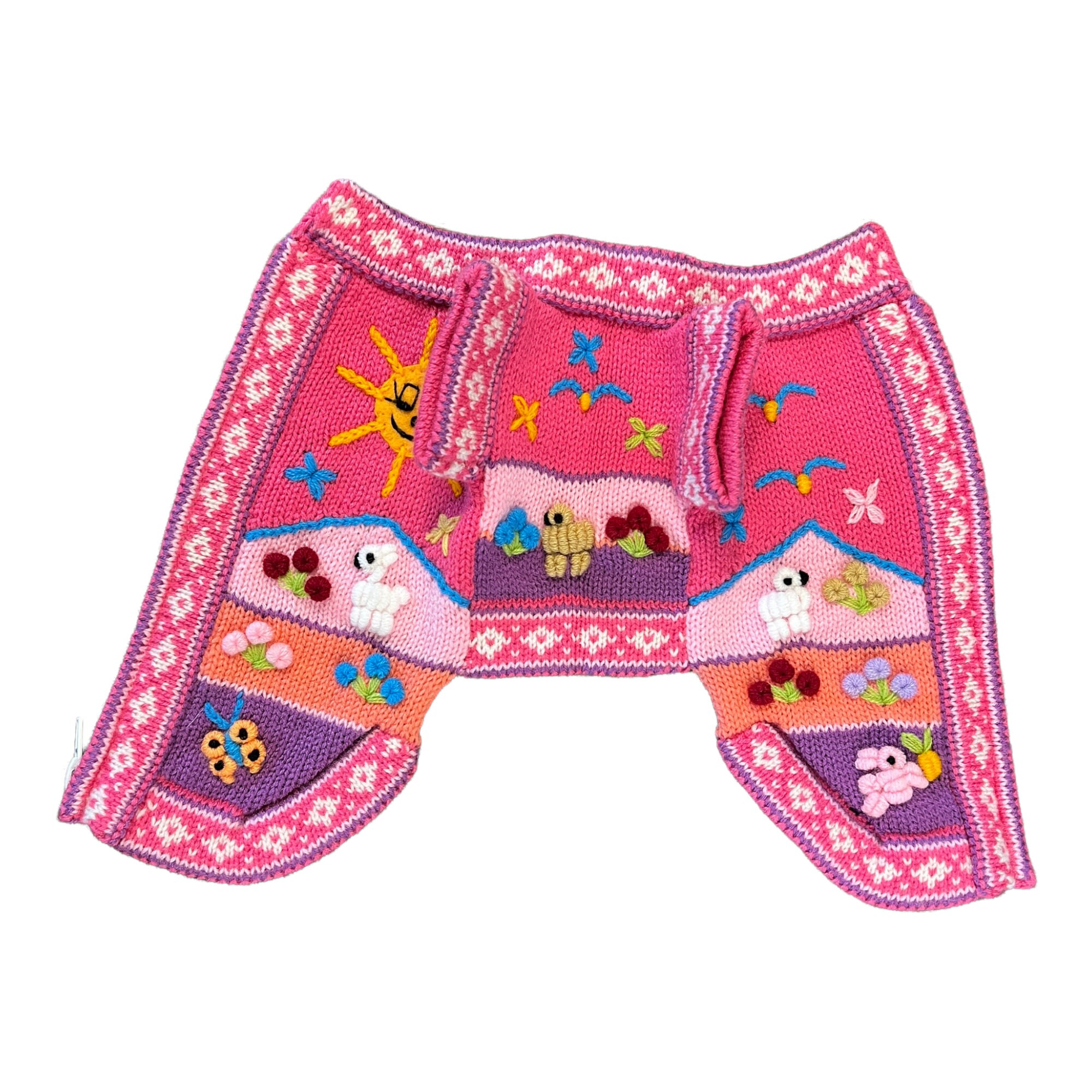 DARK PINK Zip Up Dog Sweater, Handmade in Peru