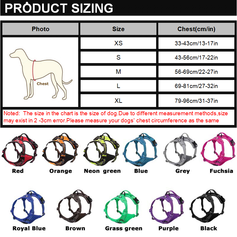 Adjustable Reflective Dog Harness for all Dog Sizes